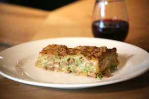 Plate of green lasagna